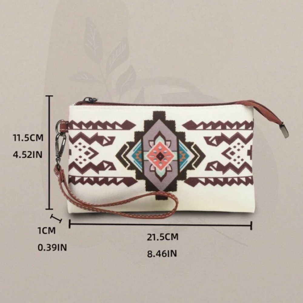 Brown and Cream Geometric Tote Bag Set - Picture 5 of 6